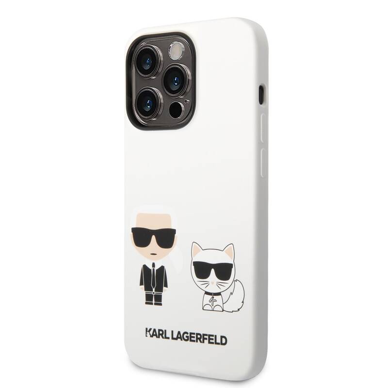 Obrázok Karl Lagerfeld and Choupette Liquid Silicone Zadní Kryt pro iPhone 14 Pro White