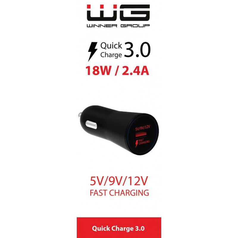 Obrázok WG 1xUSB, QC 3.0, 18W (7341) čierny