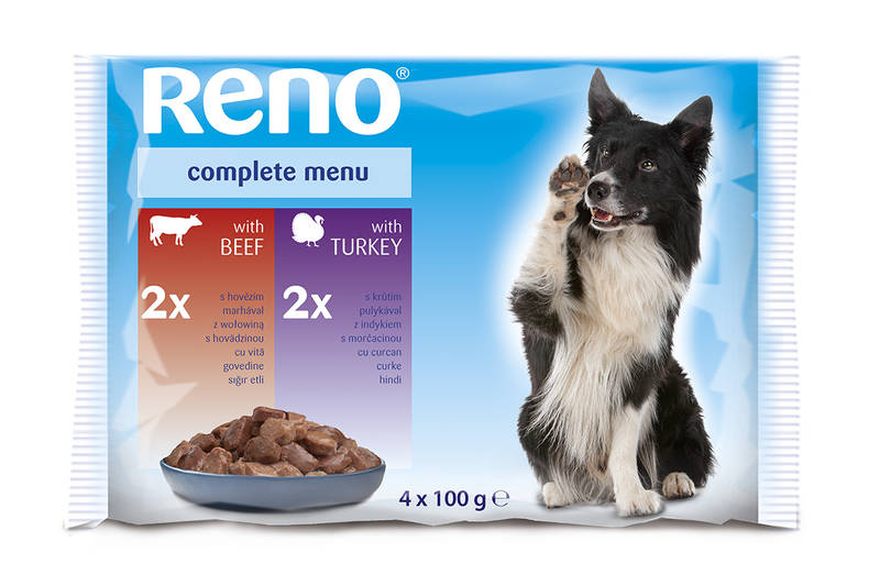 Obrázok Reno pro psa s hovězím + s krůtím 4 x 100 g