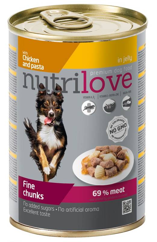 Obrázok Nutrilove Dog chunks Chicken and pasta jelly 415g