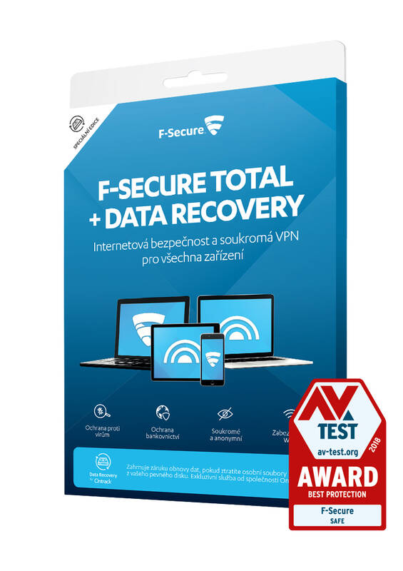 Obrázok F-Secure TOTAL FAMILY DR pro 5 zařízení na 1 rok + Data Recovery pro 1 zařízení na 1 rok BOX (FCFTBR1N005X2_K)