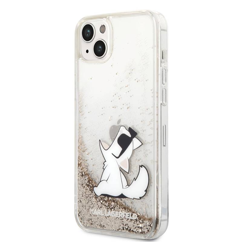 Obrázok Karl Lagerfeld Liquid Glitter Choupette Eat Zadní Kryt pro iPhone 14 Plus Gold