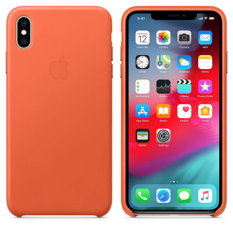 Obrázok iPhone XS Max Kožený kryt tmavo oranžový (MVFY2ZM/A)