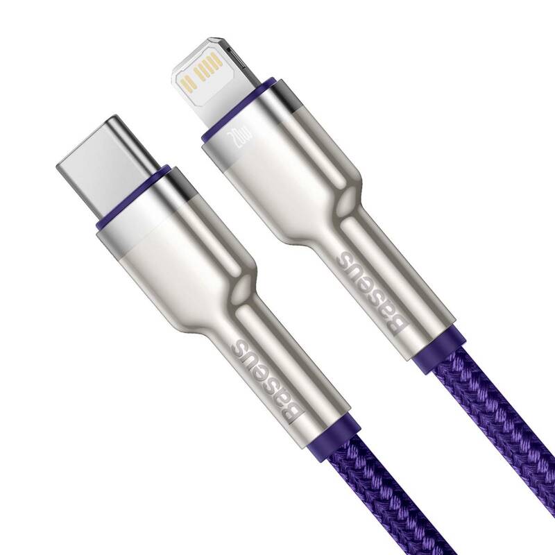 Obrázok Baseus Cafule Series nabíjecí / datový kabel USB-C na Lightning PD 20W 1m, fialová, CATLJK-A05