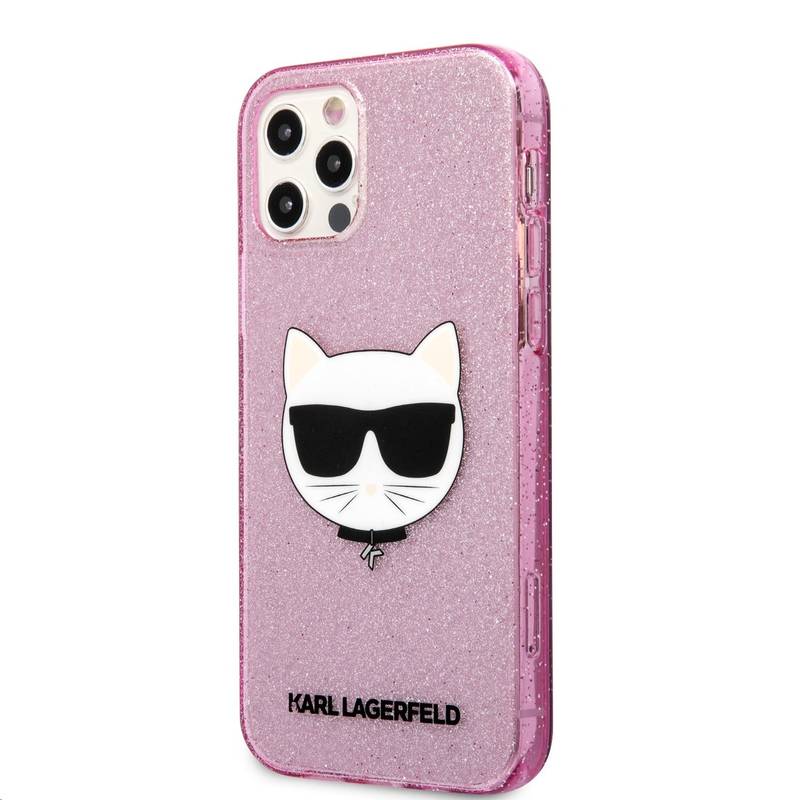 Obrázok Karl Lagerfeld Choupette Head Glitter Kryt na Apple iPhone 12 Pro Max Pink (3700740502679)