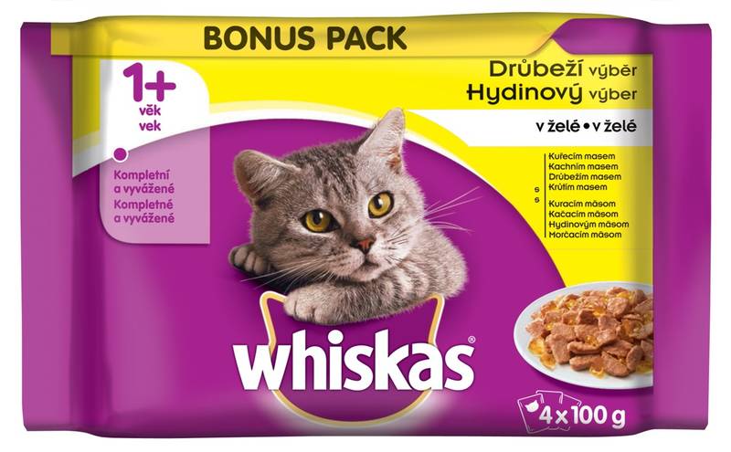 Obrázok Whiskas kapsa Drůběží výběr v želé 4x100g