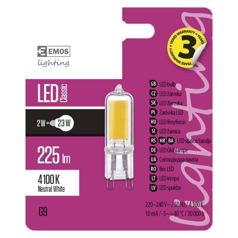 Obrázok EMOS LED žárovka Classic JC A++ 2W G9 neutrální bílá (1525736403)