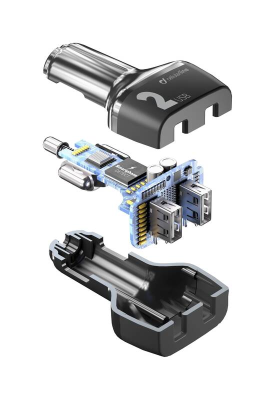 Obrázok CellularLine Car Multipower 2, Smartphone Detect, 2 x USB, 24W (CBRUSB224WK) čierny