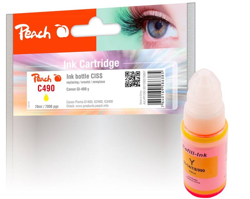 Obrázok Peach CISS GI-490, 70ml, kompatibilní (319867) žltá