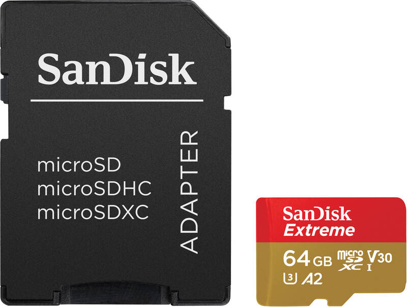 Obrázok SanDisk Micro SDXC Extreme AC 64GB UHS-I U3 (170R/80W) + adapter (SDSQXAH-064G-GN6AA)