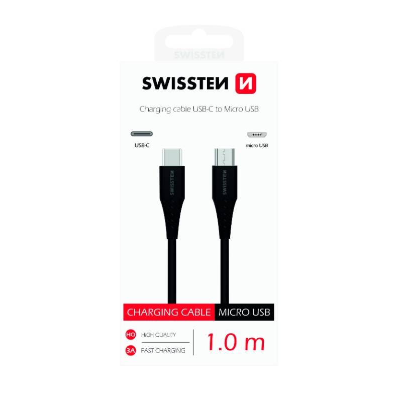 Obrázok Swissten USB-C/Micro USB, 1m (71506511) čierny