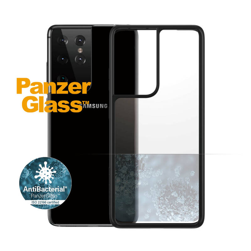 Obrázok PanzerGlass ClearCase Antibacterial na Samsung Galaxy S21 Ultra (0263) čierny/priehľadný