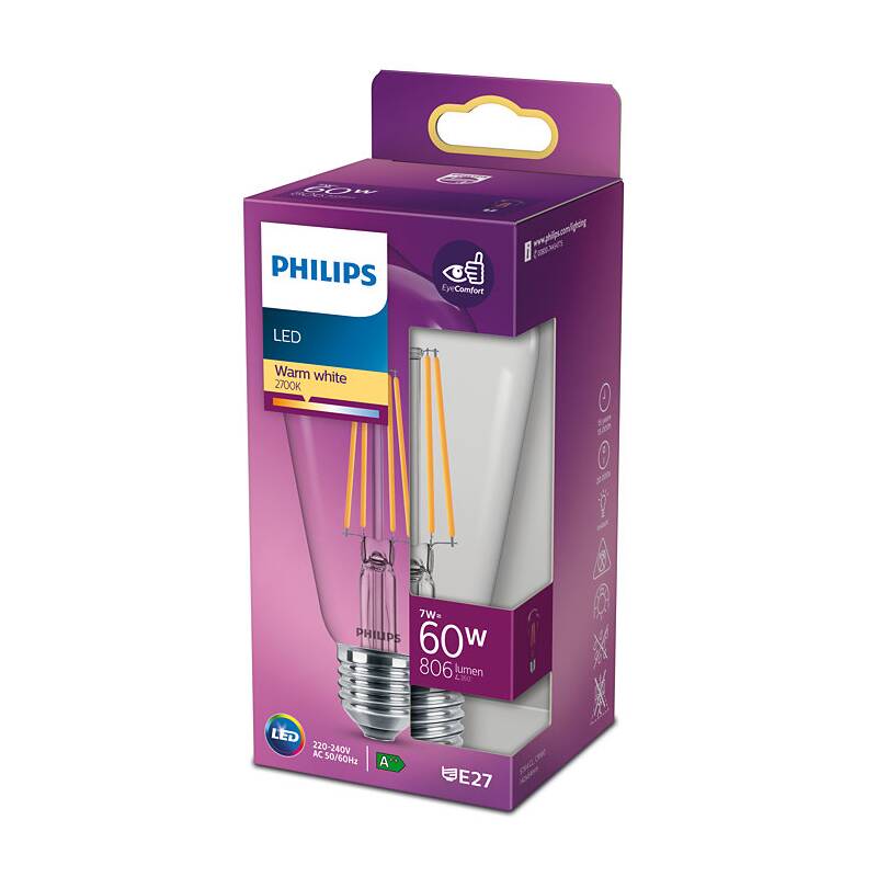 Obrázok Philips klasik, 7W, E27, teplá bílá (8718699763053)