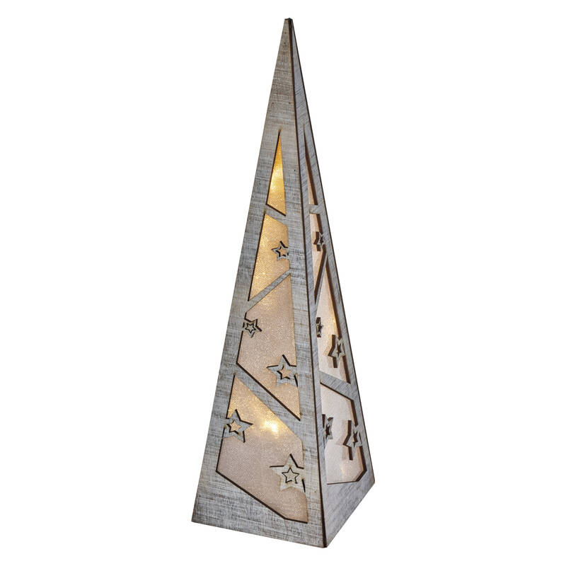 Obrázok LED pyramída drevená, 36 cm, 2x AA, vnútorná, teplá biela, časovač , EM_1550000041