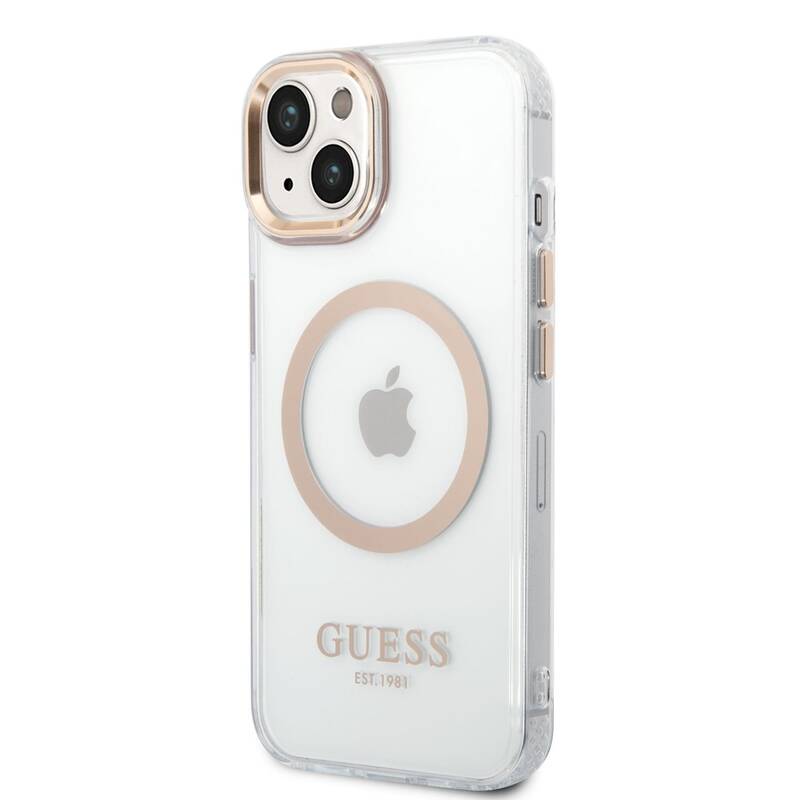 Obrázok Guess Transparent MagSafe Kompatibilní Zadní Kryt pro iPhone 14 Plus Gold