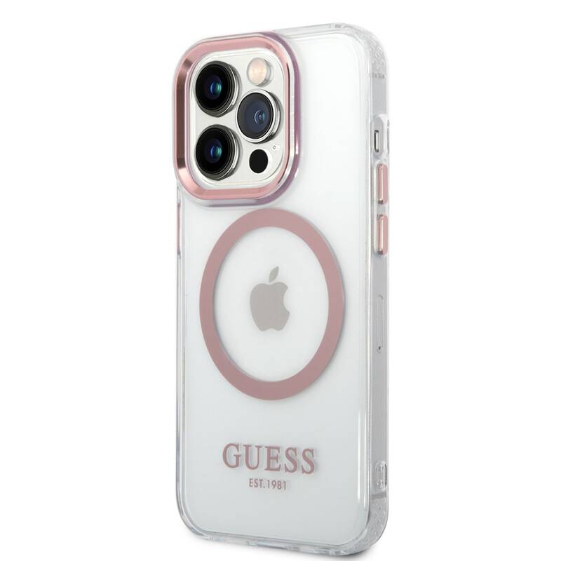 Obrázok Guess Transparent MagSafe Kompatibilní Zadní Kryt pro iPhone 14 Pro Pink