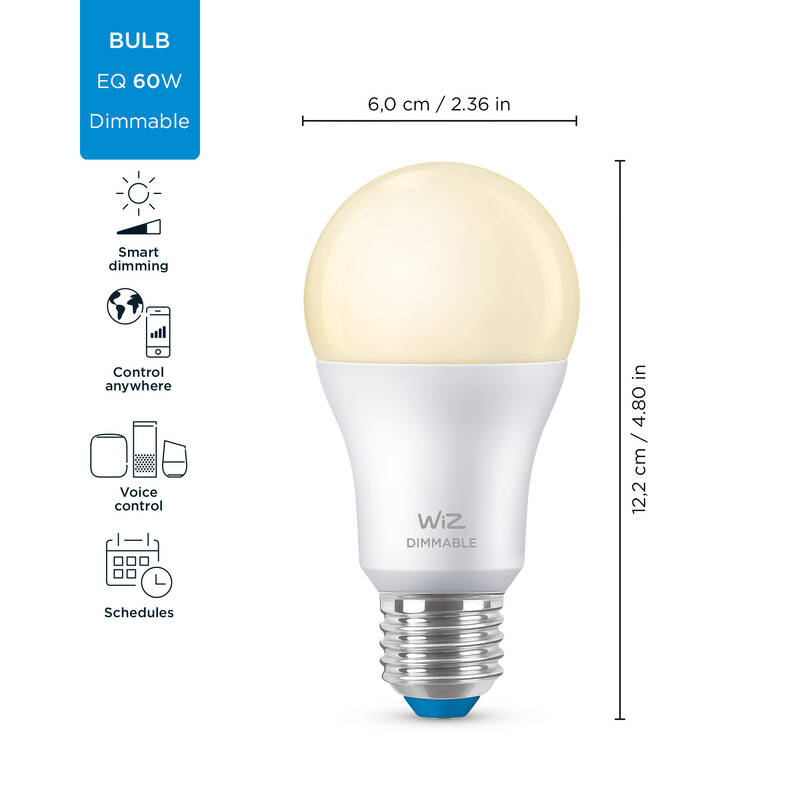 Obrázok Wiz Dimmable 8718699786038 inteligentná LED žiarovka E27 | 1x8W | 806lm | 2700K