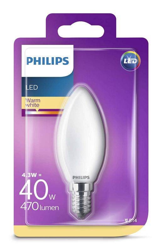 Obrázok Philips LED Classic svíčka 4.3-40W, E14, Matná, 2700K (929001345317)