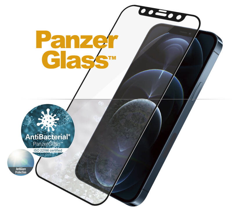 Obrázok PanzerGlass Edge-to-Edge Antibacterial s Anti-Glare vrstvou na Apple iPhone 12 Pro Max (2721) čierne