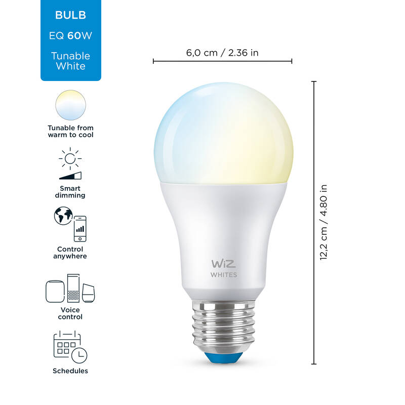 Obrázok Wiz Tunable white 8718699787035 inteligentná LED žiarovka E27 | 1x8W | 806lm | 2700-6500K