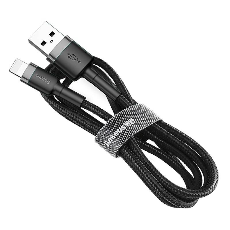 Obrázok Baseus Cafule kábel USB / Lightning QC 3.0 2.4A 1m, čierny/sivý (CALKLF-BG1)