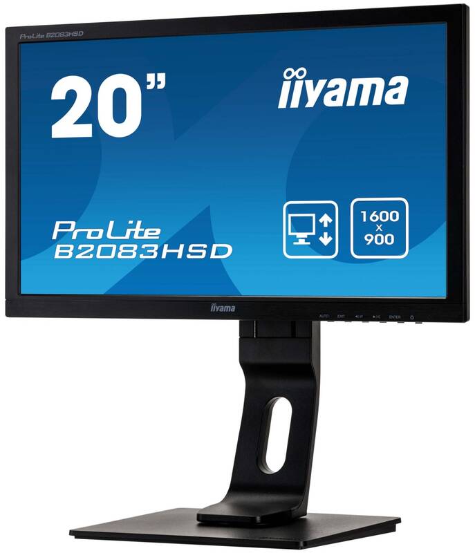 Obrázok Iiyama LCD Prolite B2083HSD 19,5'' LED, 5ms, VGA/DVI, repro,1600x900,HAS,pivot,č (B2083HSD-B1)