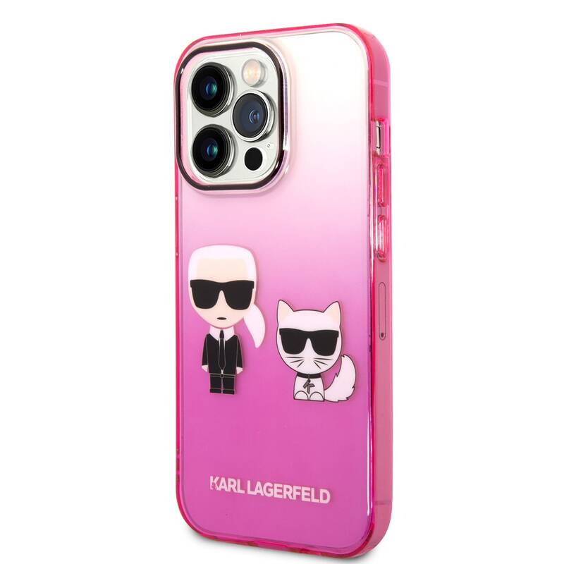 Obrázok Karl Lagerfeld Gradient Karl and Choupette Zadní Kryt pro iPhone 14 Pro Pink