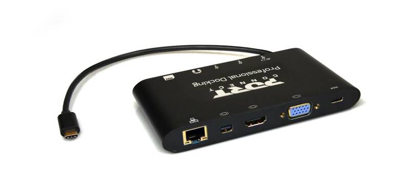 Obrázok PORT CONNECT Dokovací stanice 8v1 ,LAN, HDMI, mini Display Port, VGA, USB-C 60W, 3x USB-A,