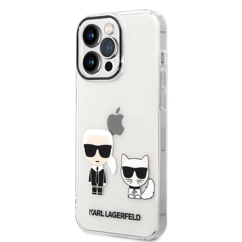 Obrázok Karl Lagerfeld PC/TPU Ikonik Karl and Choupette Zadní Kryt pro iPhone 14 Pro Transparent