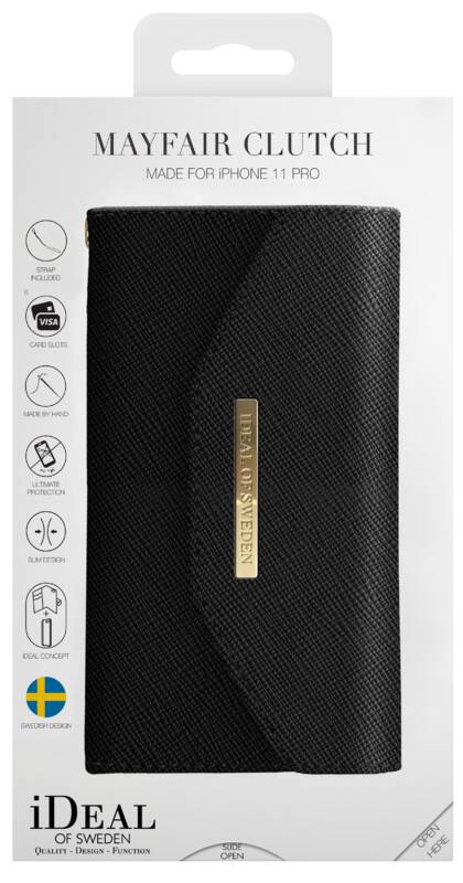 Obrázok iDeal Of Sweden Mayfair Clutch na Apple iPhone 11 Pro/Xs/X - Black Saffiano (IDMC-I1958-01)