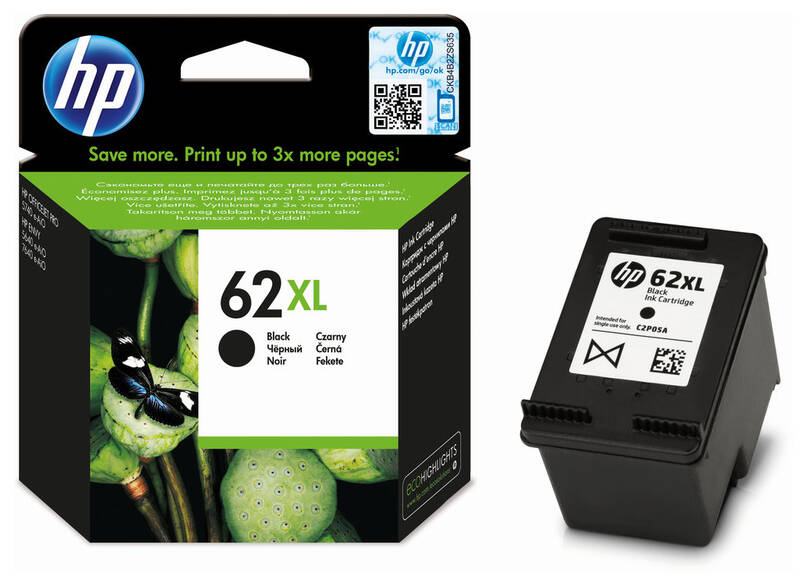 Obrázok HP 62XL High Yield Black Original Ink Cartridge (600 pages), C2P05AE#UUQ