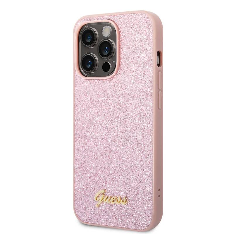 Obrázok Guess PC/TPU Glitter Flakes Metal Logo Zadní Kryt pro iPhone 14 Pro Max Pink