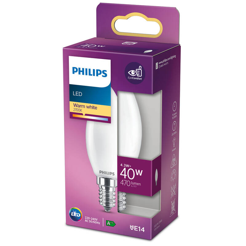 Obrázok Philips svíčka, 4,3W, E14, teplá bílá (8718699763398)