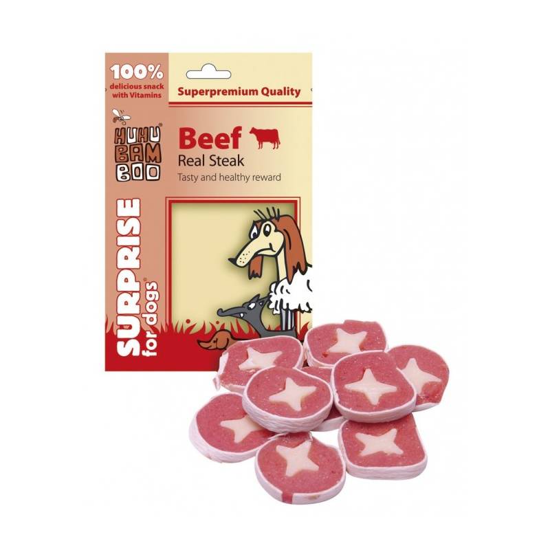 Obrázok Huhubamboo Surprise Dog hovězí steak 75g