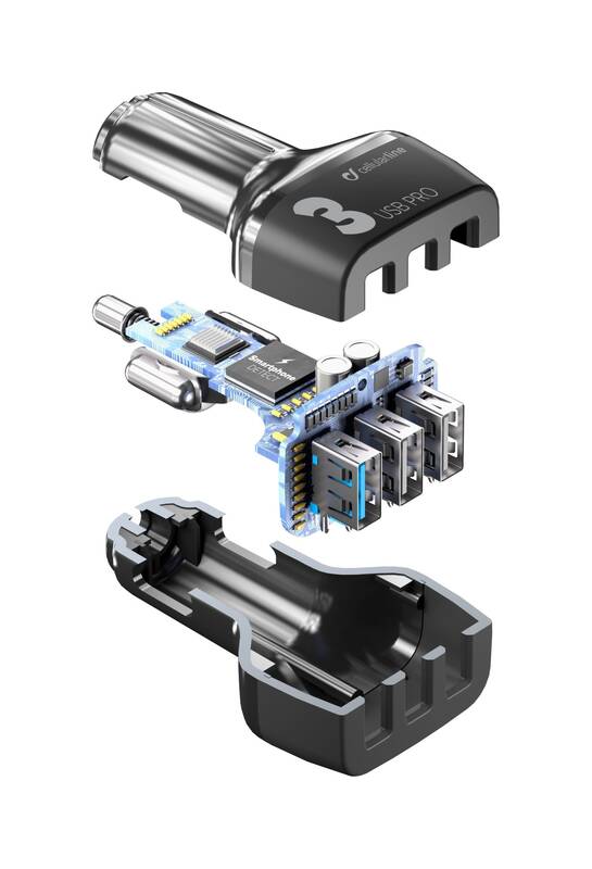 Obrázok CellularLine Car Multipower 3 PRO, Smartphone Detect, 3 x USB, 42W (CBRUSB3QC42WK) čierny