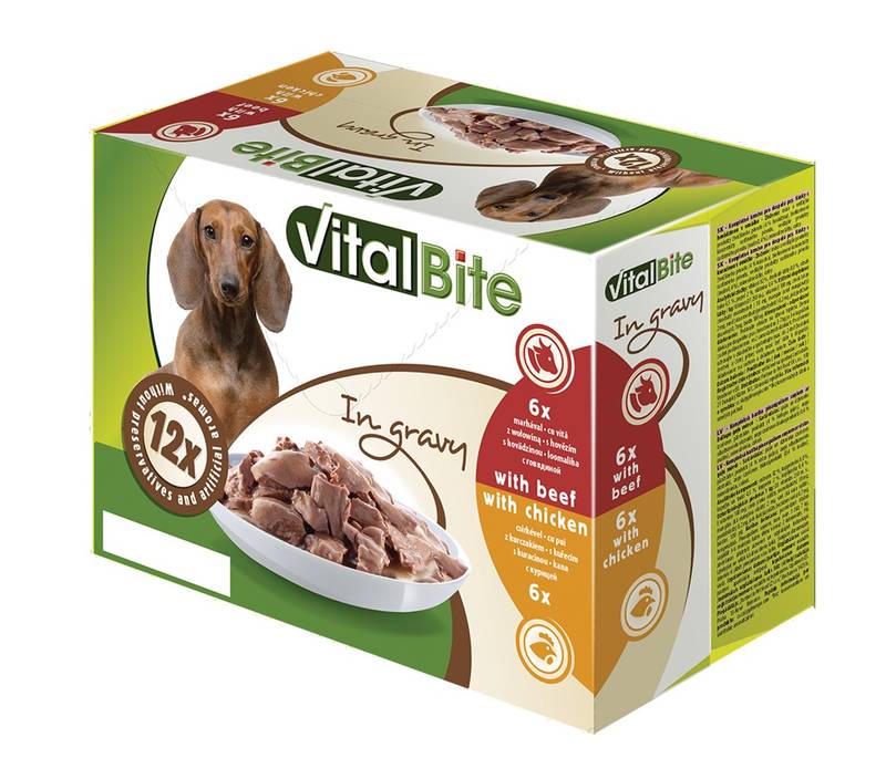 Obrázok Vitalbite dušené filetky kuře + hovězí 12 x 85 g