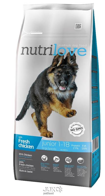 Obrázok Nutrilove Dog dry Junior L fresh chicken 12kg