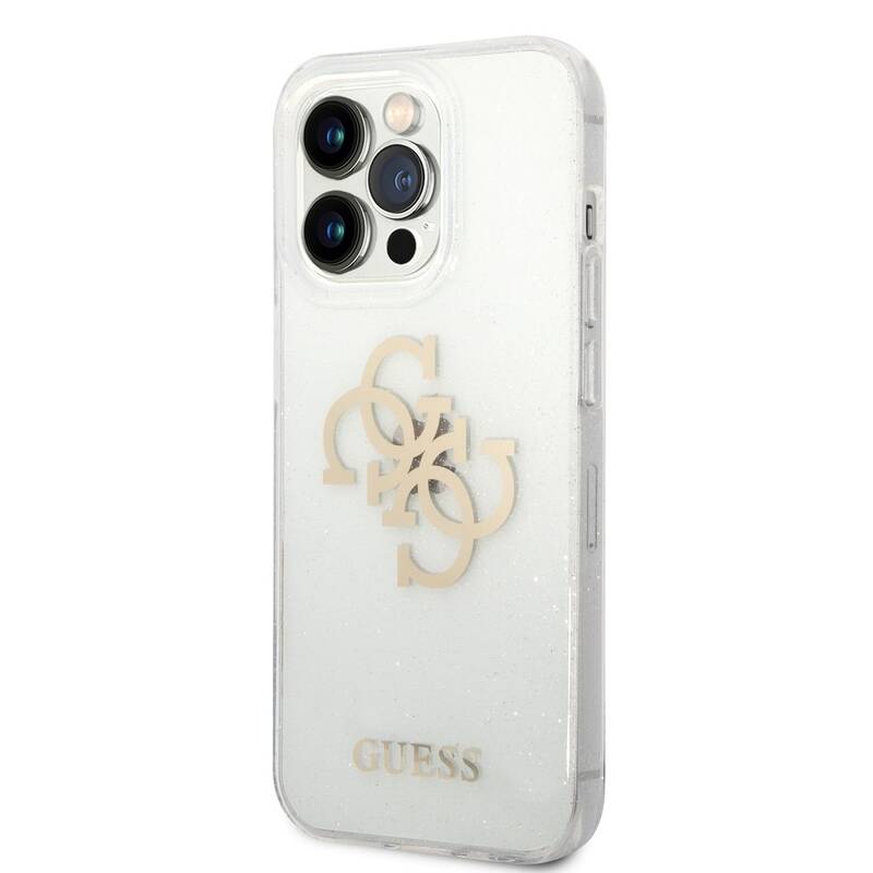 Obrázok Guess TPU Big 4G Full Glitter Zadní Kryt pro iPhone 14 Pro Transparent