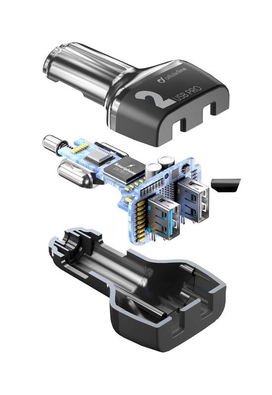 Obrázok CellularLine Car Multipower 2 PRO, Smartphone Detect, 2 x USB, 36W (CBRUSB2QC36WK) čierny