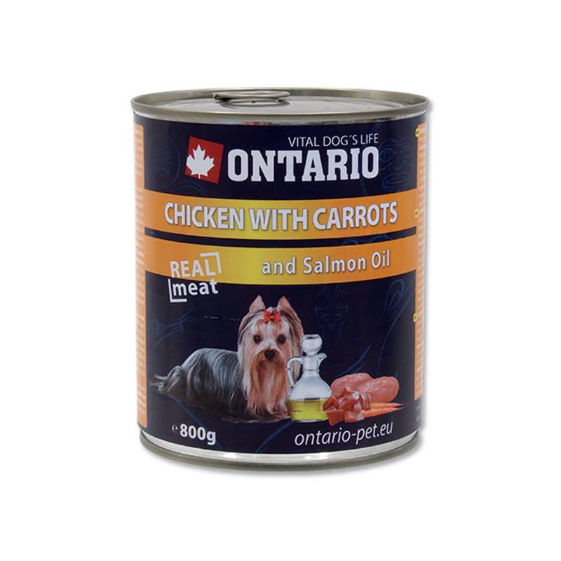 Obrázok Konzerva ONTARIO CHICKEN, CARROTS Salmon Oil  800 g