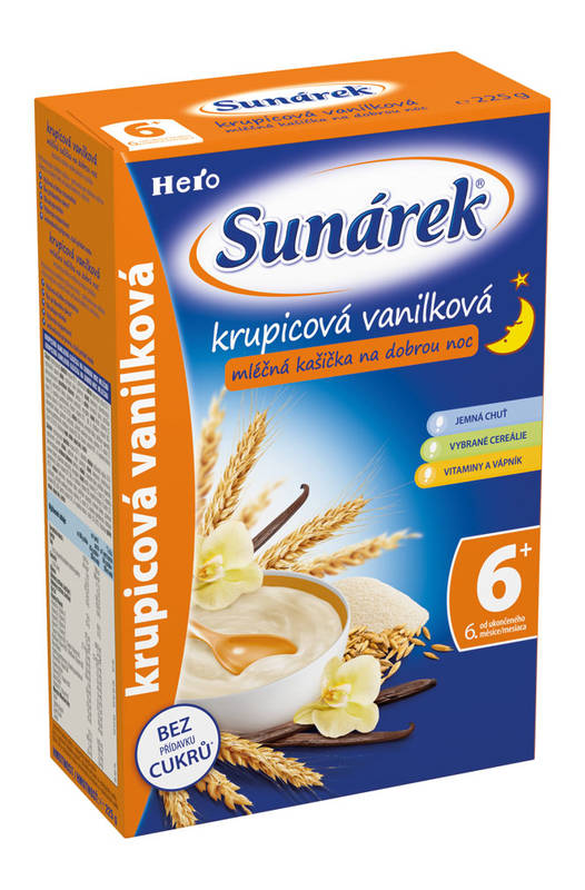 Obrázok Sunarka krupicová kašička s vanilkou na dobrú noc - 3x 225g + DARČEK (42870675)