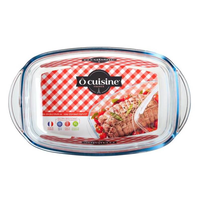 Obrázok  Sklenená zapekacia misa OCUISINE s vekom 33x19cm/4,5l, borosilikát