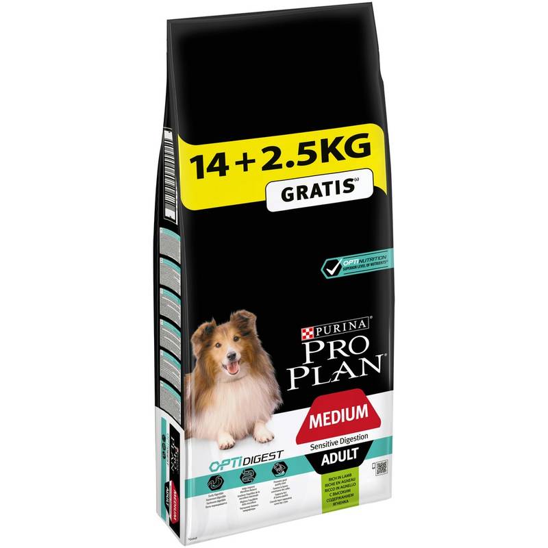 Obrázok Purina Pro Plan MEDIUM ADULT Sensitive Digestion Jehně 14 kg + 2,5 kg