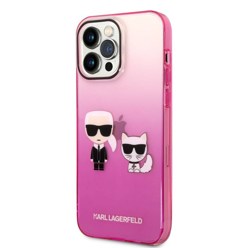 Obrázok Karl Lagerfeld Gradient Karl and Choupette Zadní Kryt pro iPhone 14 Pro Max Pink