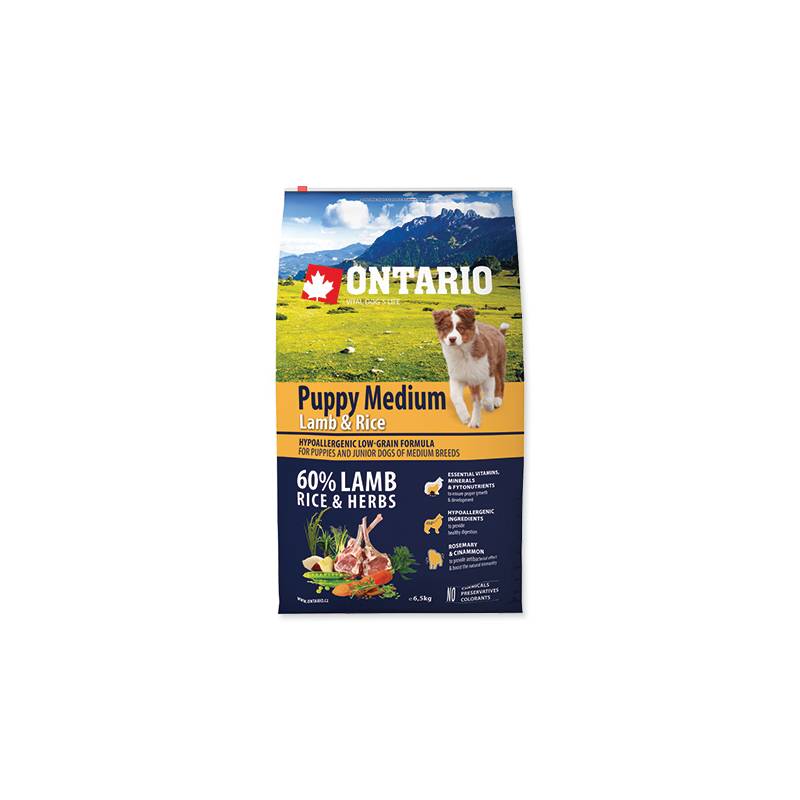 Obrázok ONTARIO Puppy Medium Lamb & Rice 6,5 kg