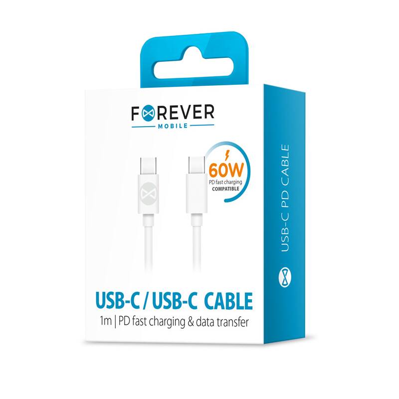 Obrázok Forever USB-C/USB-C, 1m (GSM106366) biely