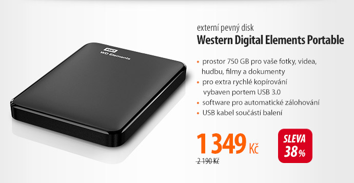 Externí pevný disk 2,5" Western Digital Elements Portable 750GB USB 3.0