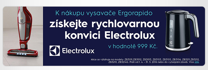 K nákupu vysavače Ergorapido rychlovarná konvice Electrolux