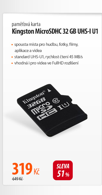 Paměťová karta Kingston MicroSDHC 32 GB