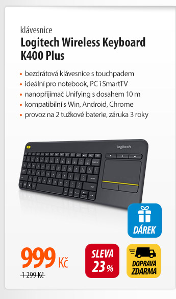 Klávesnice Logitech Wireless keyboard K400 Plus